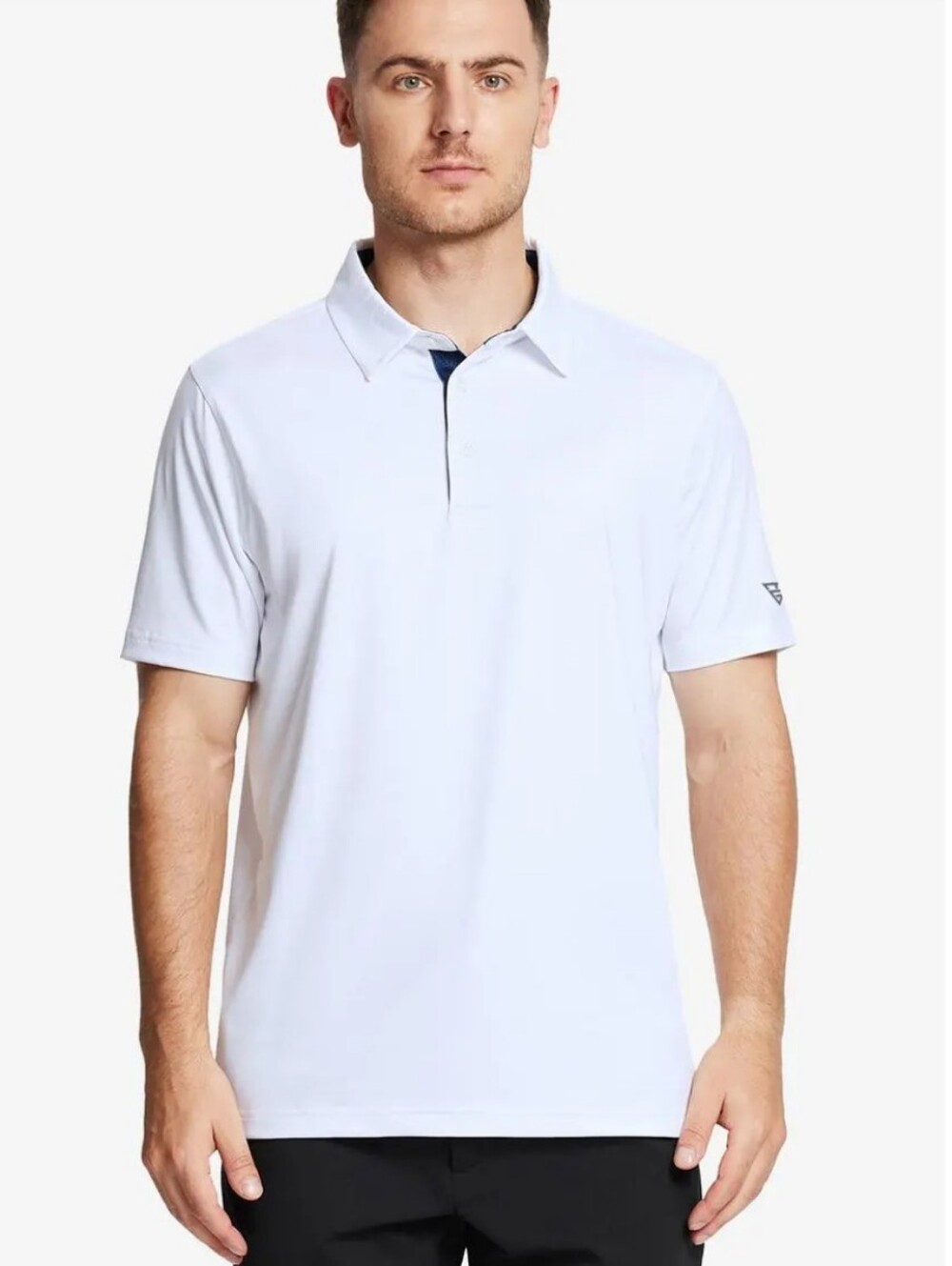 Maelreg Large Men Everyday Performance Golf Polo Shirt White Short Sleeve